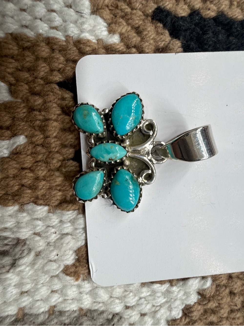 925 Sterling Silver Kingman  Turquoise Butterfly Pendant